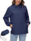 IECCP Damen Wasserdichte Faltbar Regenjacke mit Kapuze, Leicht Atmungsaktive Windbreaker Jacke, Fahrradjacke für Frauen Fahrrad Sport Outdoorjacke Navy Blau L