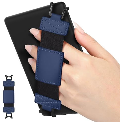 MoKo Weich Handschlaufe für 6 - 8 Kindle eReaders Fire Tablet - Kindle/Kobo/Voyaga/Lenovo/Sony E-Book Tablet Tablet, Hochelastisch Vielseitig Tablet Fingerhalterung Griff Halter, Indigo
