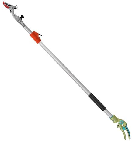 Telescopic Tree Pruner, 110cm-165cm Tree Loppers Long Reach with SK5 Cutter Head & 30° Swingable & Clamping Function, Lightweight Aluminum Pole Pruner for Removing High Branches and Fruit Picking