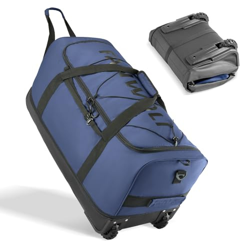 Fanwoli Collapsible & Expandable 100L-120L Large Rolling Duffle Bag - 30'' Waterproof Wheeled Luggage with No-Sag Heavyload Design, Lock & Soft Handle for Travel, Camping, Dorm, Moving