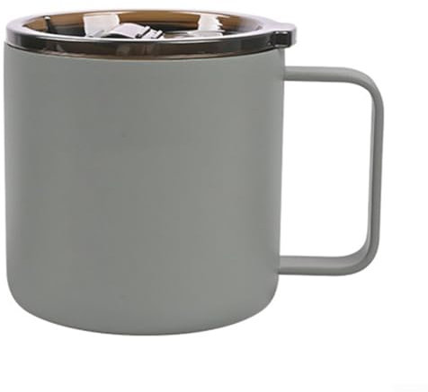 Jotekonoby Tasse à café de camping en acier inoxydable 304 à double paroi isotherme résistante à la chaleur, tasse portable pour voyage, randonnée, pique-nique (gris clair)