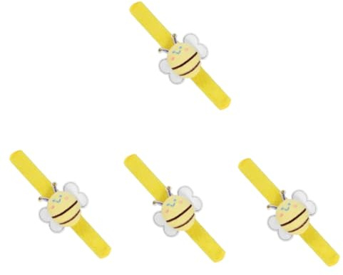 IMIKEYA 4 Pièces bracelet cercle pop enfants Bébé bracelet en peluche bracelets slap pour la décoration de bracelets de gifles d'animaux bande de claque d'animaux ferroalliage Jaune