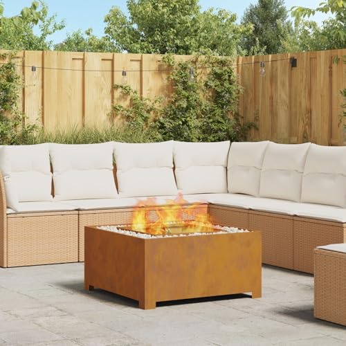 Gecheer Braciere Esterno Quadrato, Portatile Resistente al Calore 80 x 80 x 40 cm in Acciaio per Patio Giardino e Incontri all'Aperto