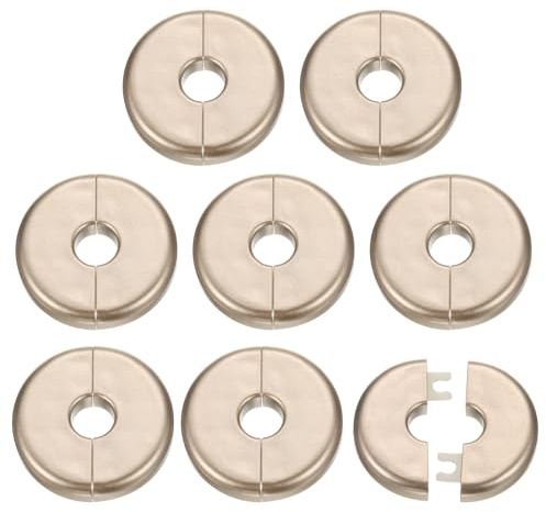 sourcing map 8pcs Wall Split Flange 11mm/0.4 Self-Adhesive Plumbing Cover Plates ABS Plastic Round Escutcheon Plate Buckle Design for Water Pipe Bathroom Kitchen Decoration, Gold Tone
