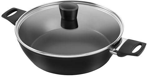 HENCKELS by ZWILLING Breeze Servierpfanne 28 cm, mit 2 Griffen und Deckel, mit Antihaft-Keramik-Beschichtung, Induktionsgeeignet