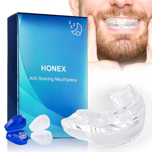 honex Anti snoring Mouthpiece. Adjustable Mandibular Advancement Device with Travel Case, Comfortable -Free for Men and Women