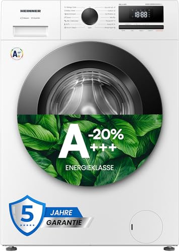 HEINNER HWM-HME8014IVA20+++ Waschmaschine – 8 kg Fassungsvermögen, Inverter-Motor, 1200 U/Min, 14 Waschprogramme, LED-Anzeige, Startzeitvorwahl, Energieeffizienzklasse A, 5 Jahre Garantie (8 KG)