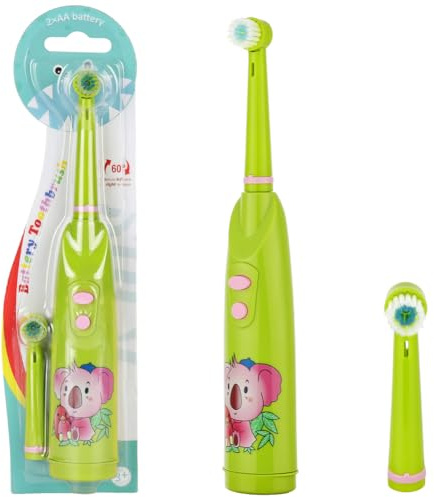 OSDUE Kids Electric Toothbrush, Battery Powered Electric Toothbrush, 5,000 VPM IPX5 Waterproof 2 Replacement Extra Soft Brush Heads Gentle on Teeth & Gums Care for Children Ages 5-12 (Cyan)