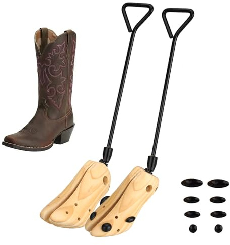 Unisex Pair of Professional Western Cowboy Boot Stretcher Widener Shoe Stretcher,Wooden Cowboy Boots Tree for Wide Feet Women Men (L: (Men:9-13 | Women:9.5-12))