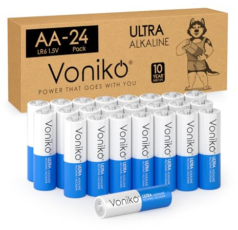 Voniko - Premium Grade AA Batteries - (24 Pack) - Alkaline Double A Battery - Ultra Long-Lasting, Leakproof 1.5v Batteries - 10-Year Shelf Life