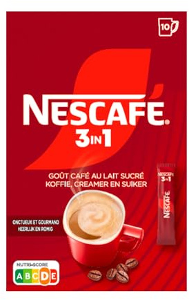 NESCAFÉ® 3-En-1 - Boisson Au Café Soluble - Goût Café Au Lait Sucré - 10 Sticks