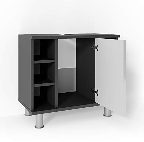 Vicco Waschbeckenunterschrank Fynn, Waschtischunterschrank, Anthrazit/Weiß, 60 x 54 cm