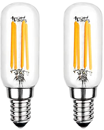 Lampadina Cappa Cucina T25 E14 4W Luce Calda 2700K 400LM, AC 230V, Equivalente a Lampadina Tubolare 40W E14, Retro Filamento E14 LED per Cappa Aspirante, non dimmerabile, set di 2