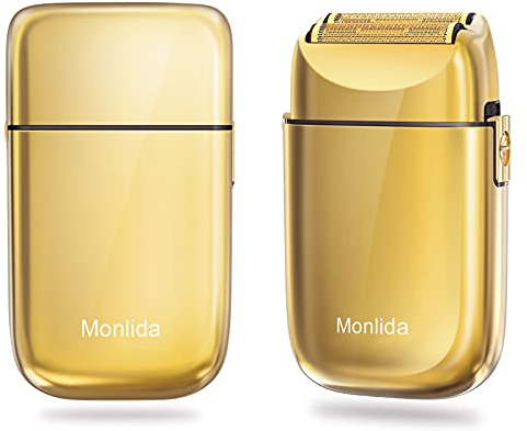 Afeitadora Eléctrica para Hombre, Maquinilla de Afeitar Hombre, Máquina Afeitar Barba, Recargable Inalámbrica Color Dorado (Afeitadora Eléctrica)