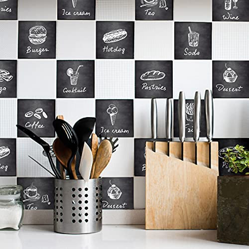 | Adhesif pour Carrelage Mural | Planche de 12 Stickers Autocollants Adhesifs Carrelage - Carreaux de Ciment - Greedfood - Dimensions d'un Sticker : 10 x 10 cm - Salle de Bains Cuisine Meubles ...