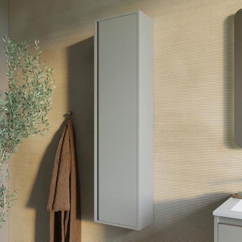 Kiamami Valentina - Mobile Colonna Per Bagno Sospesa H140cm Sabbia Opaco | Monaco
