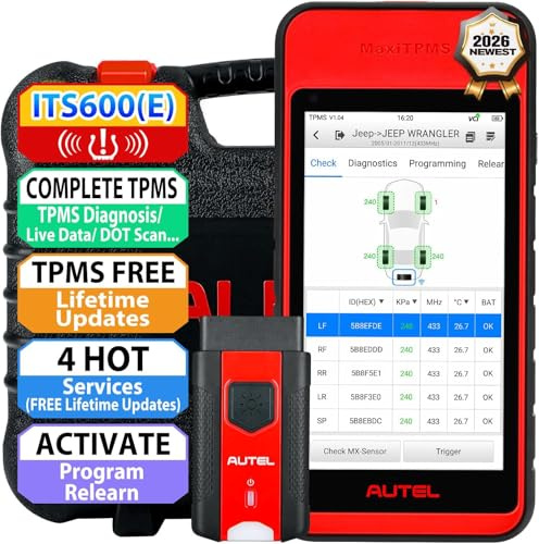 Autel MaxiTPMS ITS600 (E), Strumento Riapprendimento Programmazione TPMS Attivazione/Riapprendimento Tutti Sensori, Diagnostica TPMS Ripristino Olio, BMS,SAS, EPB, VINScan, Aggiornamento Gratuito Vita