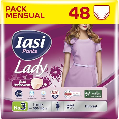 48 x Incontinence Pants Women, Diapers for Female, Pull-Ups Pants, Soft-Stretch Waistband, Peach Colour, Discreet and Highly Absorbent, Size Large