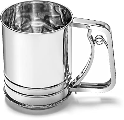 Forgast Setaccio Colino per Farina Zucchero a Velo, Setaccio in Acciaio Inox, Tazza Colino, per Infarinatura Fine, Sicuro e Facile da Usare, Ideale per Decorare Prodotti da Forno