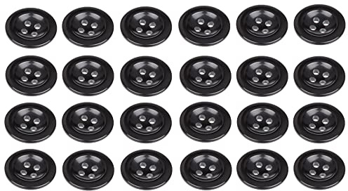 Lot de 24 boutons noirs à coudre 18 mm pour bretelles et pantalons 28L