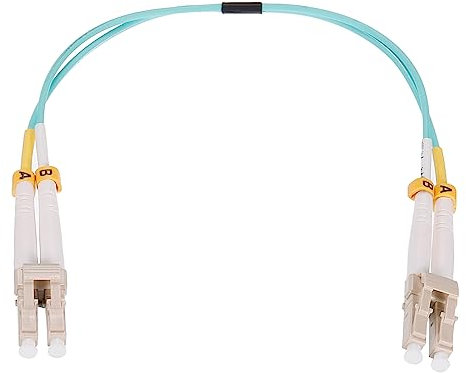 sourcing map 0.2 Meters 0.6Ft Fiber Patch Cable Multimode Duplex LC-LC OM3 LSZH Fiber Optic Jumper Green for Network Transceiver,Instrumentation 1Pcs