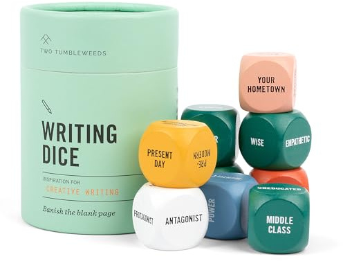 Two Tumbleweeds Writing Dice Set of 9 for Story Inspiration for Writers to Overcome Creative Block - Thoughtful Writer Gifts for Authors and Aspiring Novelists