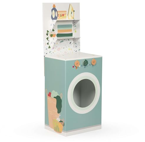 FOLDZILLA Waschmaschine für Kinderküche 110 x 41 x 33 cm Spielküche für Kinderzimmer aus Pappe - Lou