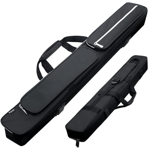 Alytree 2x2 Pool Cue Case, Heavy Duty Oxford Wear-Resistant Soft Billiard Cue Stick Case Bag with Adjustable Shoulder Strap, Pool Stick Case for 2 Sticks /2 Butt/2 Shaft/, Black