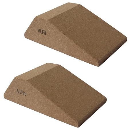 VLFit 2er-Pack Kork-Kniebeugen-Keilblock, Rutschfest für Erhöhte Ferse, Kniebeugenkeil, Keil für Kniebeugen und Knöcheldehner, Yoga, sowie Wadenblock-Plattform für Kniebeugen, Gewichtheben