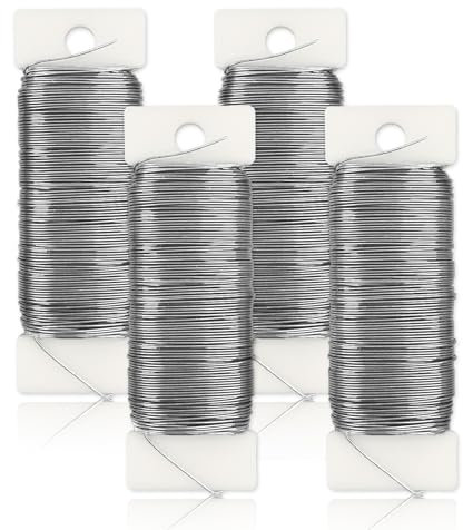 4 Rollen Draht zum Basteln, Ø 0,7mm x 35m Draht Basteldraht Dünn Silber Blumendraht Silberdraht für Schmuckherstellung Blumenstrauß Stängelwickel Floristik, Jede Rolle 35m