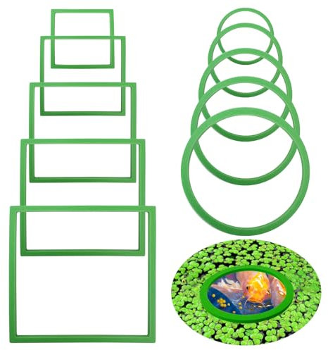 10 anillos de alimentación de peces, anillos flotantes para plantas de acuario, anillos redondos y cuadrados, anillos flotantes para acuarios, para agua dulce, agua salada para sostener o separar