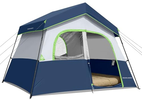 HIKERGARDEN Tenda da campeggio per 4-5 persone – Tenda familiare antivento per campeggio, escursionismo, viaggi con lo zaino, viaggi 300 * 240 * 190cm (Blu scuro, L)