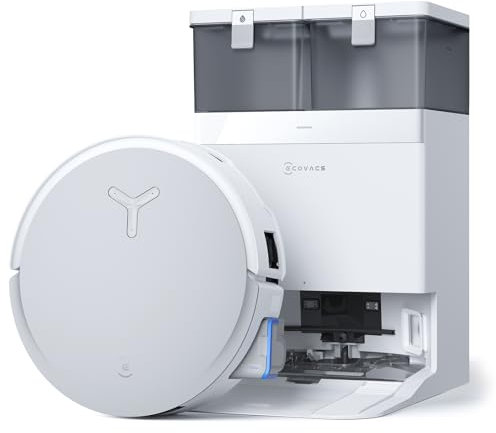 ECOVACS DEEBOT X8 Omni Saugroboter mit Wischfunktion, 18.000 Pa, OZMO Roller Wischwalze mit kontinuierlicher Frischwasser-Selbstreinigung, Moppwäsche mit 76°C heißem Wasser, Heißlufttrocknung, Weiß