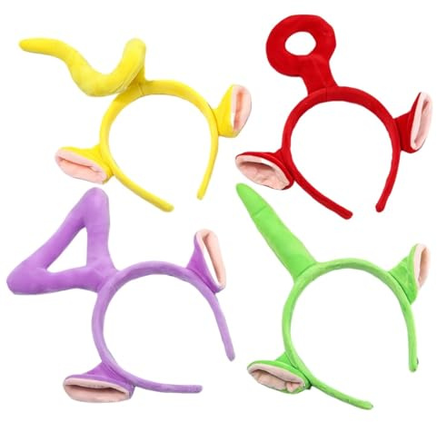 OPVYAEU 4 Piezas Dibujos animados lindos estilo de pelo Hoop the Diadema de felpa para niñas lavado lindo cara tocado 3D horquilla diadema accesorios para el cabello para niños Carnaval Día del niño