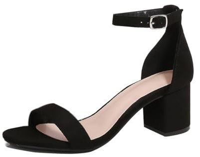 Minetom Sandalen Damen mit Absatz Bequem Sandaletten Elegant Sommerschuhe Brautschuhe Blockabsatz Abend Party Schuhe A6 Schwarz 43 EU