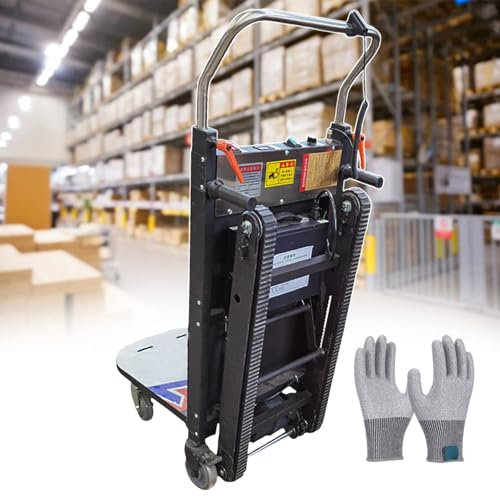 pealiritansemen Tracked Electric Stair Climbing Cart, 260 KG Max Load, Foldable Stair Climber Hand Trucks, 12 Ah Removable Battery, 1800 Steps Endurance, for Family Removal, with A Tying Rope