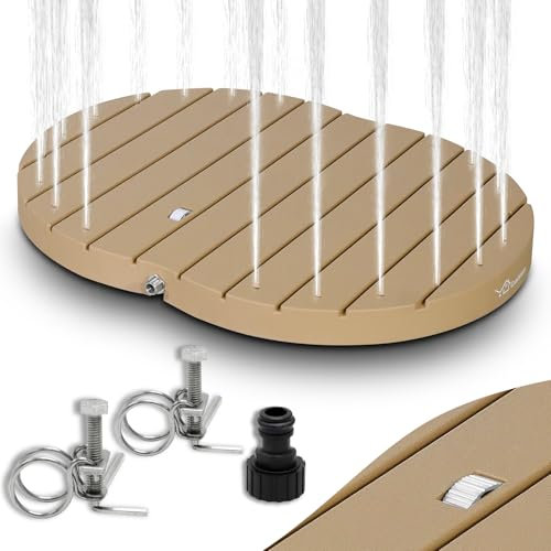 CCLIFE Gartendusche Aussendusche Bodendusche Outdoor, Außendusche Garten Dusche Mit Fußrad, Fontänenhöhe 4m, rutschfeste Wetterfest Holzfarbe, CushHom
