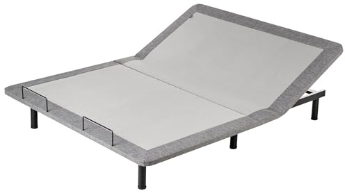 Beliani Somier articulado eléctrico 160 x 200 cm Mando a Distancia Incluido 4 Alturas de Patas Hierro poliéster Gris Brunoy