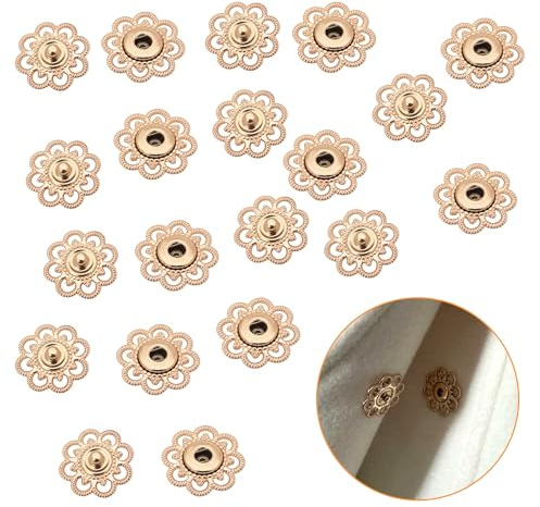 10 Pairs Gold Flower Metal Press Studs Snap Fasteners, Studs for Clothing