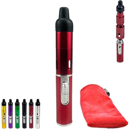 Pipe Lighter, Metal Tobacco Pipe Aroma Lighter with Volcanic Rock, Refillable Portable Windproof Lighters, Multipurpose Handheld Lighters for Outdoor Camping Hiking (Red)