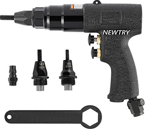 NEWTRY Kit de réglage d'écrou de rivet pneumatique à tirage pneumatique 1/4 (pistolet 6068 avec M5, M6, M8)