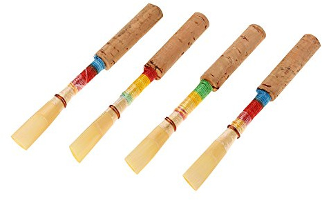 4 Cañas de Oboe Medio y Suave, Cañas de Viento Madera de Caoba con Caja de Almacenamiento - Incluye Algodón Protector, Sonido Superior y Duradero (Color Rojo)