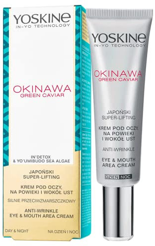 Yoskine Okinawa Green Caviar Crème anti-rides contour des yeux et de la bouche, Réduit les cernes sous les yeux, Lisse et régénère les peaux délicates, Soin visage anti-âge