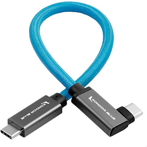KONDOR BLUE 8.5 Straight USB C 3.1 GEN 2 10 Gb/s 100W | Right Angle Braided Cable for 8K Data and Power Delivery