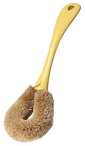 Brosse Vaisselle,Brosse à Légumes,Brosse en Fibre de Coco Naturelle, Résistante à La Corrosion, Difficile à Déformer, Facile à Nettoyer (Jaune)