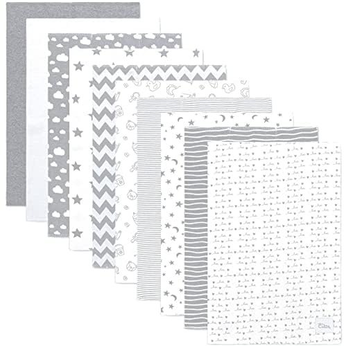 Comfy Cubs spottdukar 6 set stora 100% bomull tvättlappar dubbla lager uppstötande handdukar extra absorberande och mjuka för pojkar och flickor (grått mönster, 10-pack)