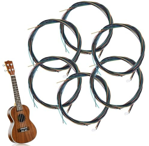 6PCS Acoustic Guitar Strings, 32.3-34.6 Inch Multicoloured Steel Strings, Folk Guitar Strings, Western Guitar Strings, Classical Acoustic Guitar String for Beginners