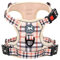 PoyPet Keine Pull Hundegeschirr Front Reflektierende Pet Weste für Hunde mit Einfache Kontrolle Griff und Rückseite perfekt für den täglichen Training, Walken, Running(Kariertes Beige ,XL)