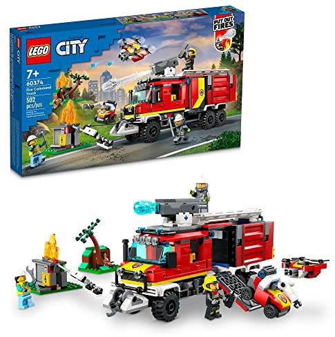 LEGO City Fire Command Unit 60374, Rescue Fire Engine Toy Set, Ultramodern Truck with Land and Air Drones, Emergency Vehicle Toys for Kids Ages 6 Plus