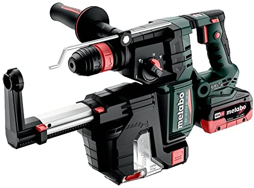 metabo Akku-Kombihammer KH 18 LTX BL 28 Q Set ISA - 18 V, 3 J Schlagenergie, 4470 /min Schlagzahl - Staubabsaugung, SDS-Plus, Bürstenlos - 2 x LiHD Akkupack 5.5 Ah, Ladegerät und metaBOX 185 XL
